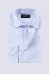 White & Blue Stripe Men's Dress Shirt
